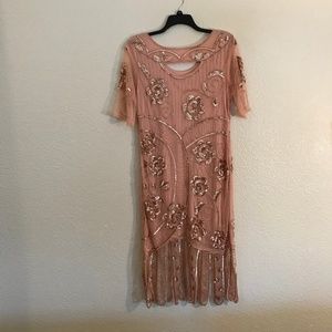 VIJIV 1920's Flapper Sequined Beaded Dress